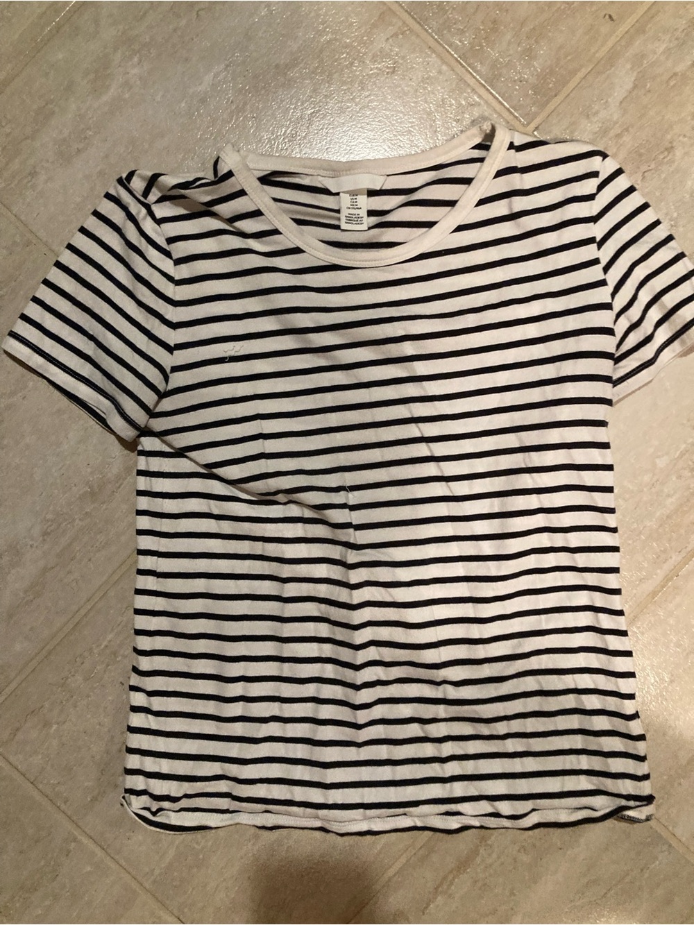 H&M Black and White Striped Short Sleeve Tee